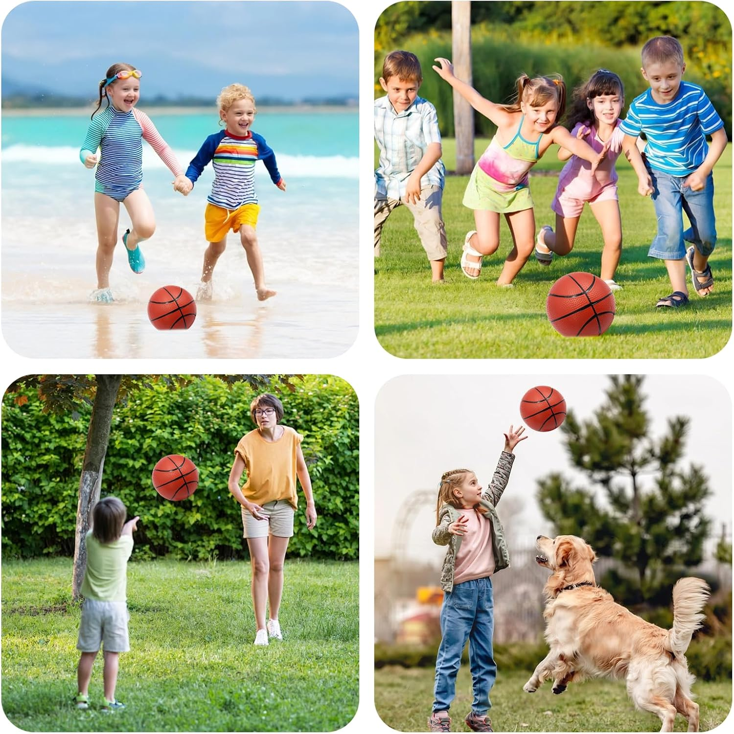 Coriver Mini Basketball Small Inflatable Basketball with Pump, 14 Cm Pool Balls, Beach Balls for Party, Indoor, Outdoor Game, Sports Game for Children and Adults