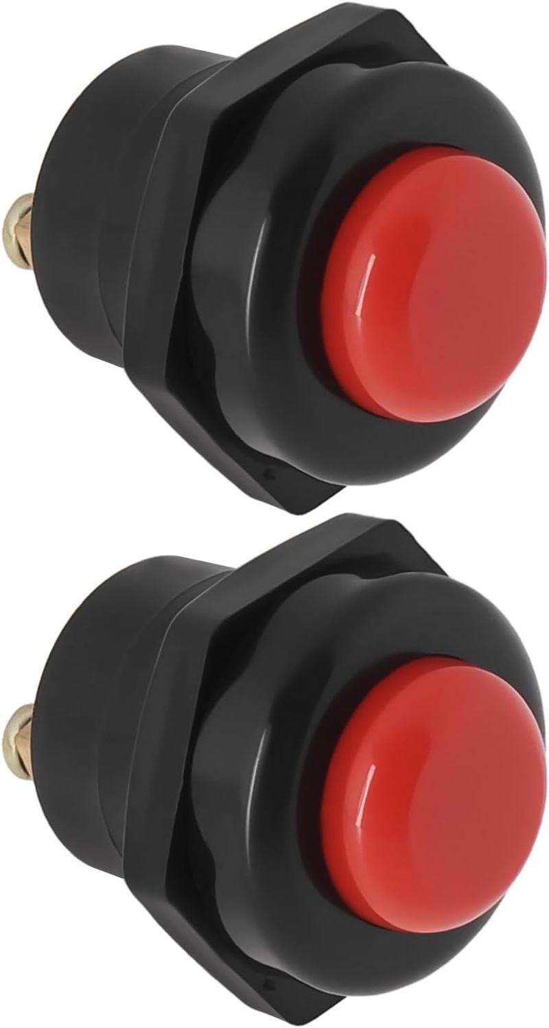 VGOL 2Pcs Car Push Button Switch 12V 25A Horn Switch Momentary Press Button Switch Replacement Part 22Mm Mounting Hole Starter Switch, Red image number 6