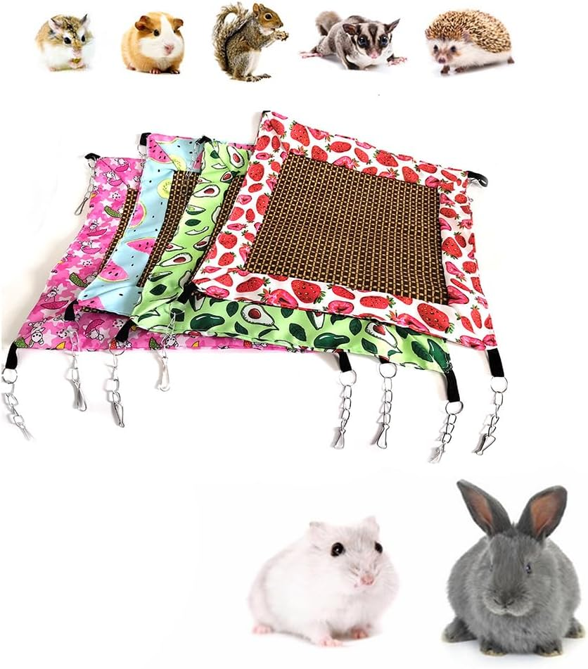 2 PCS Guinea Pig Hammock, Rat Hammock with Rattan Mat,Ferret Hanging Hammock Guinea Pig Accessories for Small Animals Chinchilla Parrot Sugar Glider Ferret Squirrel,Small Animal Beds image number 6