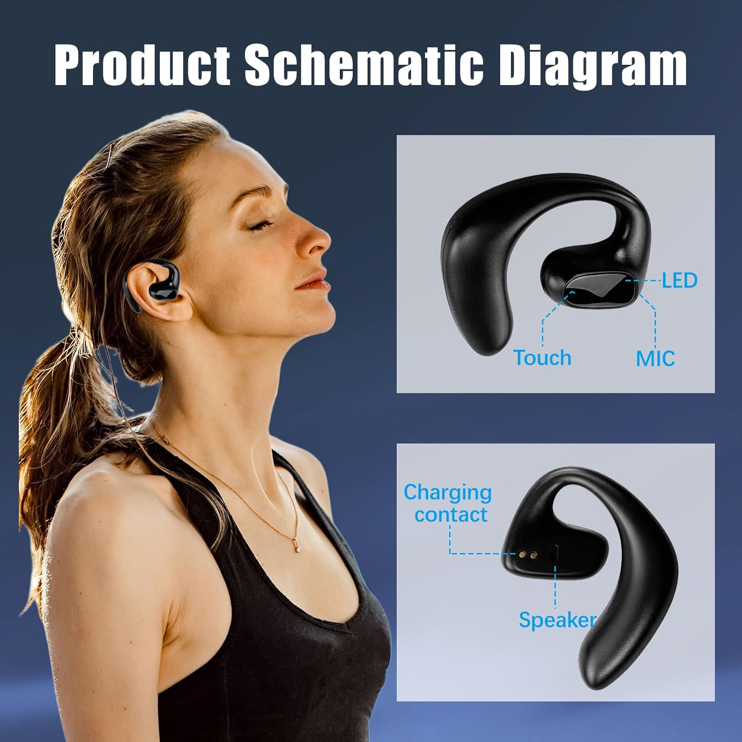 M8 Language Translator Earbuds, Wireless Bluetooth Smart Translation Earbuds 144 Languages Speech Translator Earphones for Travel Business Learning image number 5