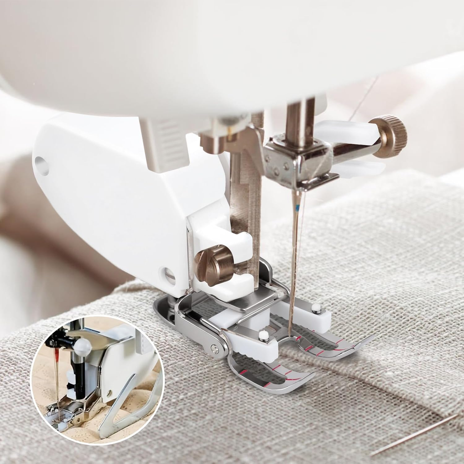 Open Toe Walking Foot W/Guide for Brother Sewing Machine Quilting and Sewing Stitch through Multiple Layers and Match Prints,Fits Brother, Janome, Singer, and More image number 4