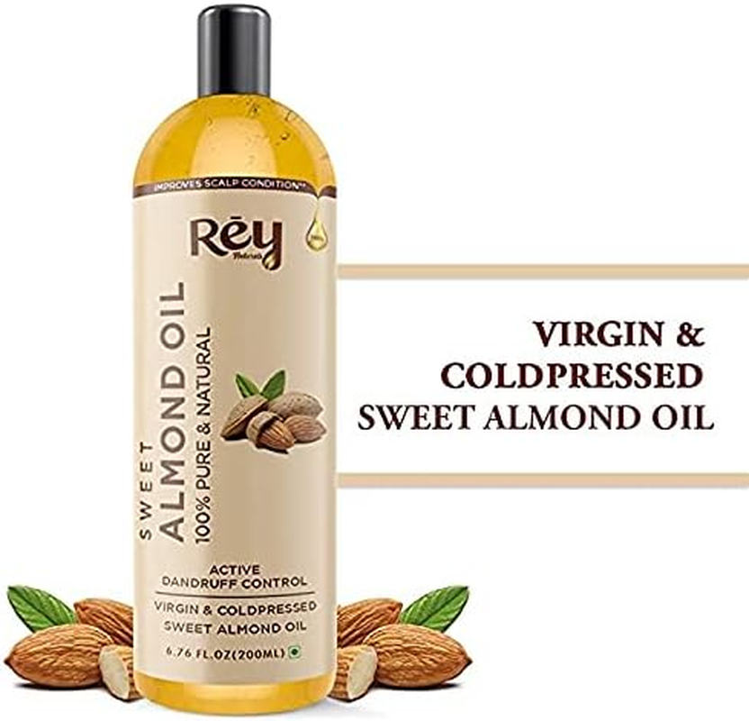 Rey Naturals Cold Pressed Castor Oil & Sweet Almond Oil - for Hair & Skin - 200Ml + 200Ml image number 2