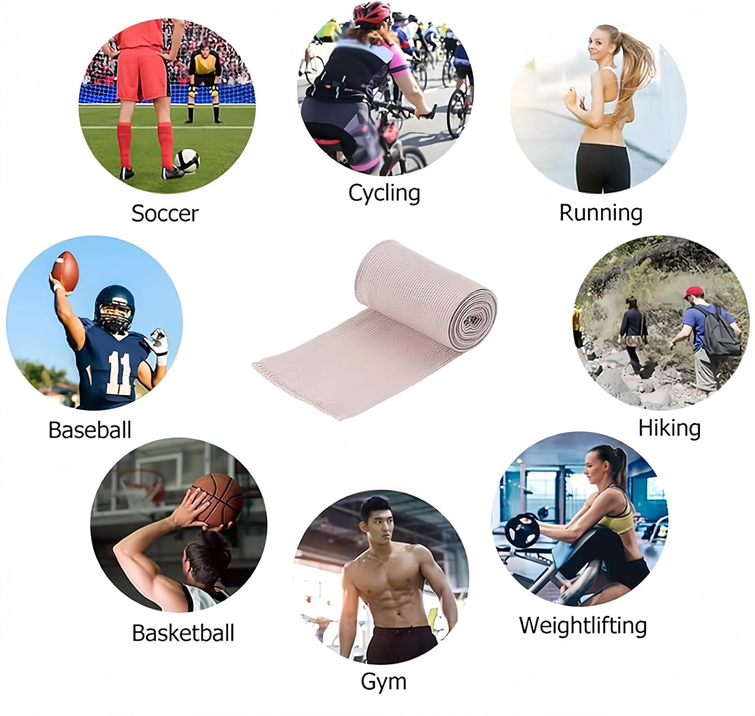 4 Pcs Compression Bandage Wrap 10CM X 4.5M, Breathable Elastic Sport Support Bandage Wrap for Knee, Ankle, Wrist, Legs & Arms - Ideal for Athletes & Injury Recovery image number 6