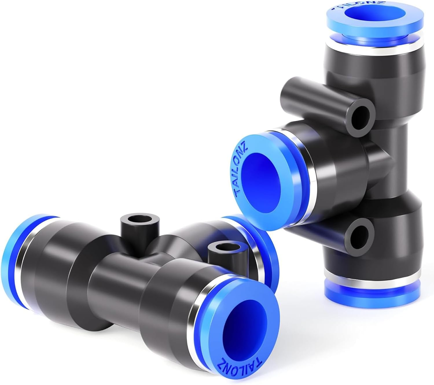 Tailonz Pneumatic Blue Tee 3 Ways - 12MM Tube OD Push to Connect Tube Quick Fittings Push Lock PE-12 (Pack of 2) image number 3