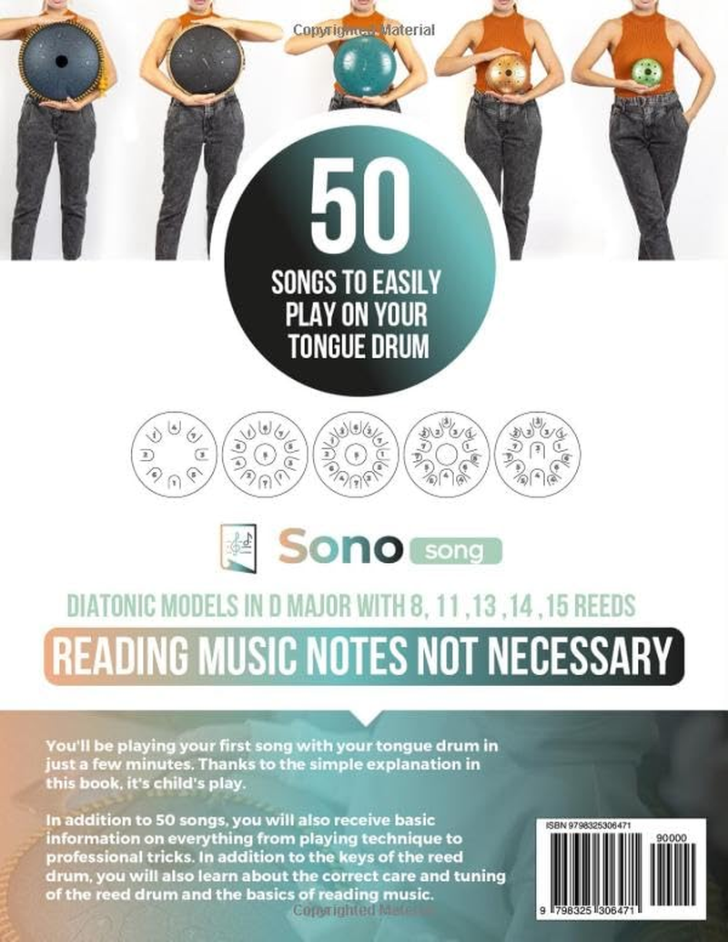 Tongue Drum Music Book - 50 Relaxing, Yoga and Meditation Songs - Reading Music Notes Not Required: for Diatonic Tongue Drums in D Major with 8 / 11 / ... - Playing by Numbers with the Tongue Drum image number 1