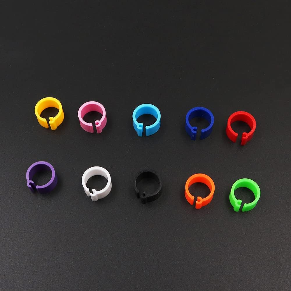 ANCLLO 200 Pcs 8Mm No Numbers Bird Leg Bands Plastic Multicolored Pigeon Foot Rings Clip on Leg Rings for Chick Bantam Finch ​Pigeons Parrots Opening Identify Leg Cuff Rings -10 Colors Mixed image number 2