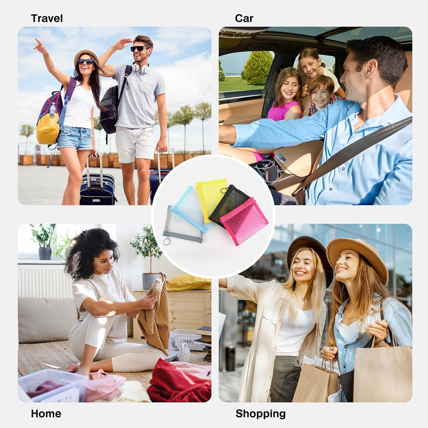 Mesh Zipper Bag Purse Organizer Pouches Makeup/Cosmetic Bag Travel Toiletry Bag Coin Pouch Daily Accessories image number 3