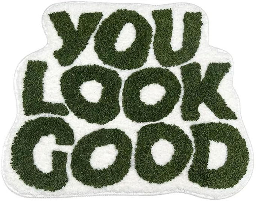 &ldquo;You Look Good&rdquo; Green Bath Mat &ndash; Cute Funny Non-Slip Washable Shower Rug, Absorbent Bathroom Decor Floor Mat for Kids, Boys & Girls image number 6
