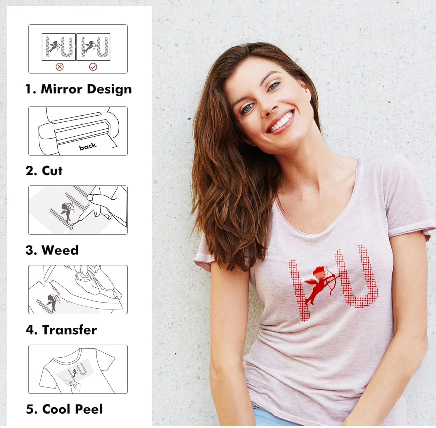 AUXIN 12 Sheets Heat Transfer Vinyl, 9.8''*5.9'' Iron on HTV Assorted Pattern Bundle for Fabric Clothes T-Shirts Hoodies Craft, Easy to Weed & Cut image number 6