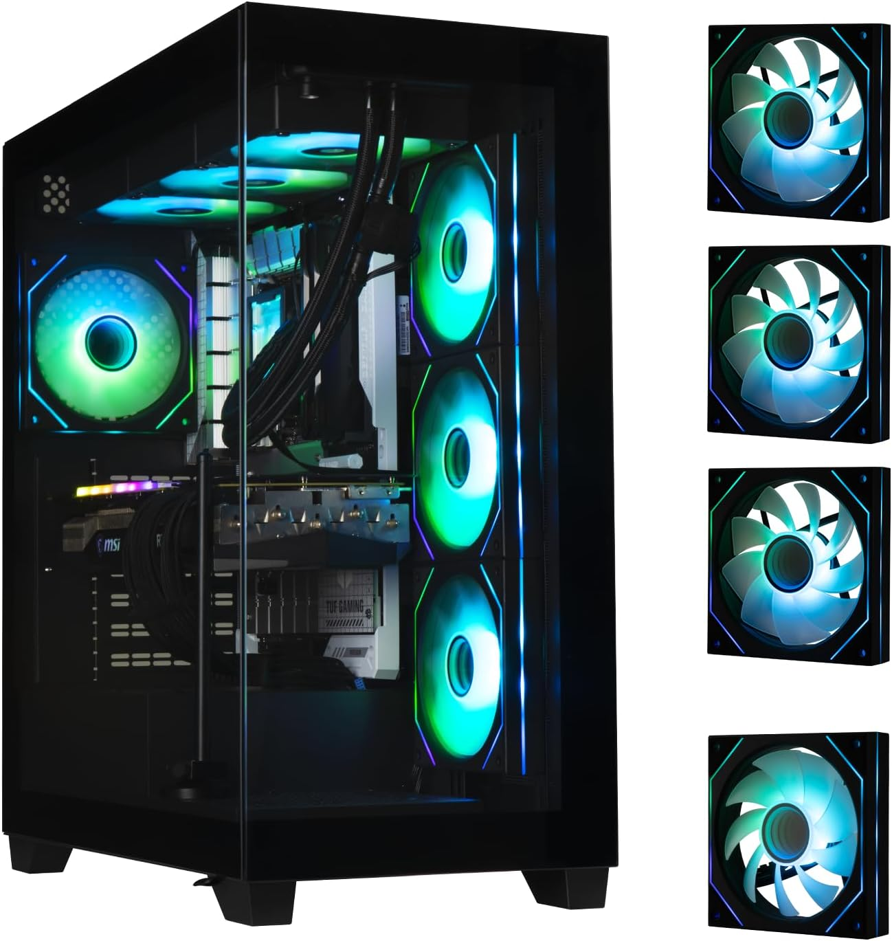 Bitfenix CETO High Airflow PC Gaming Case Premium Edition Black-Panoramic Tempered Glass&ndash;Reverse Connection Motherboard Compatible&ndash;4Xinfinity Mirroring ARGB Fans(3X Reverse)-360Mm AIO Support