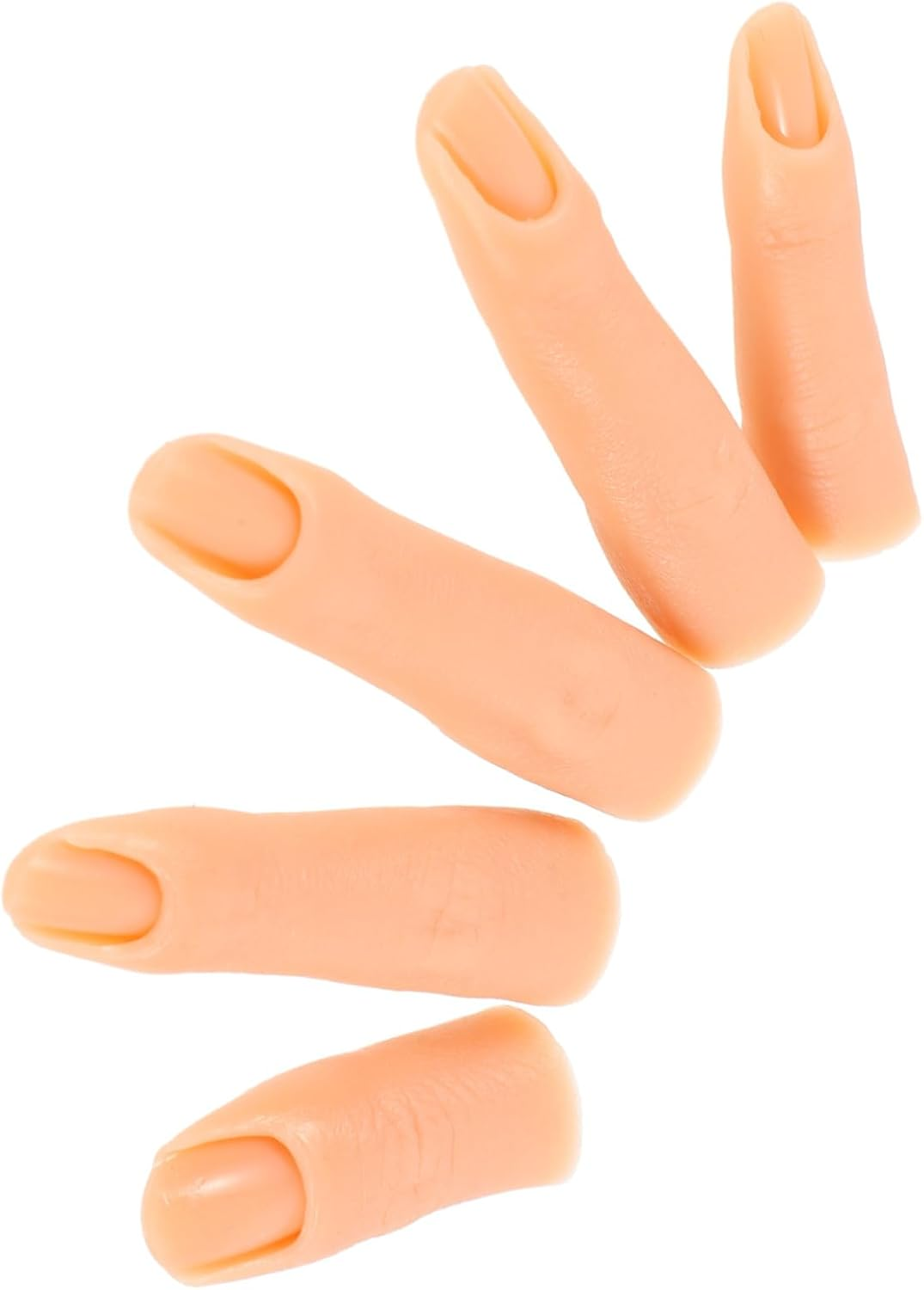 Ipetboom 5Pcs Nail Art Practice Fingers Silicone Fake Nails Movable Hand Model for Professionals