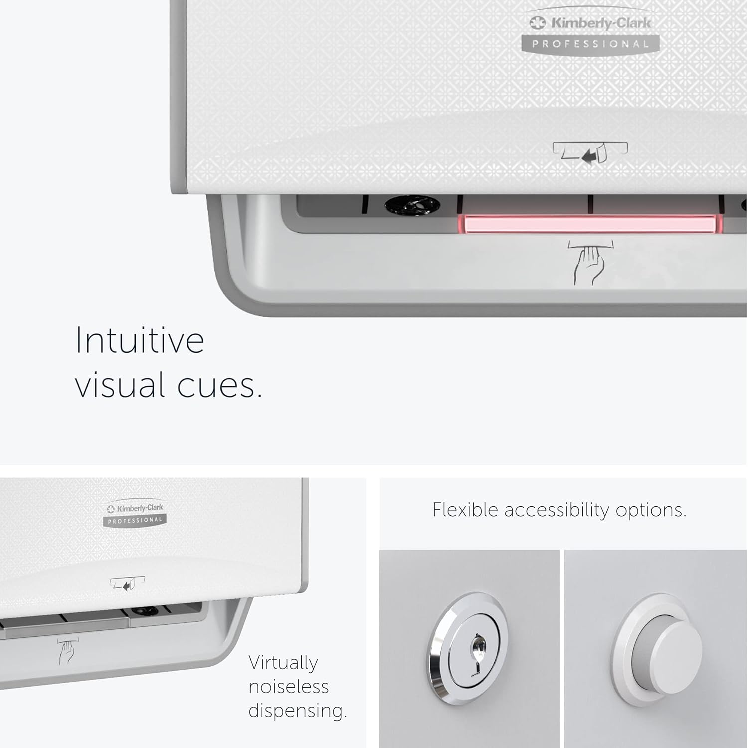 Kimberly-Clark Professional&trade; ICON&trade; Automatic Roll Towel Dispenser (53940), White Chassis with White Mosaic Design Faceplate; 1 Dispenser and Faceplate per Case image number 2