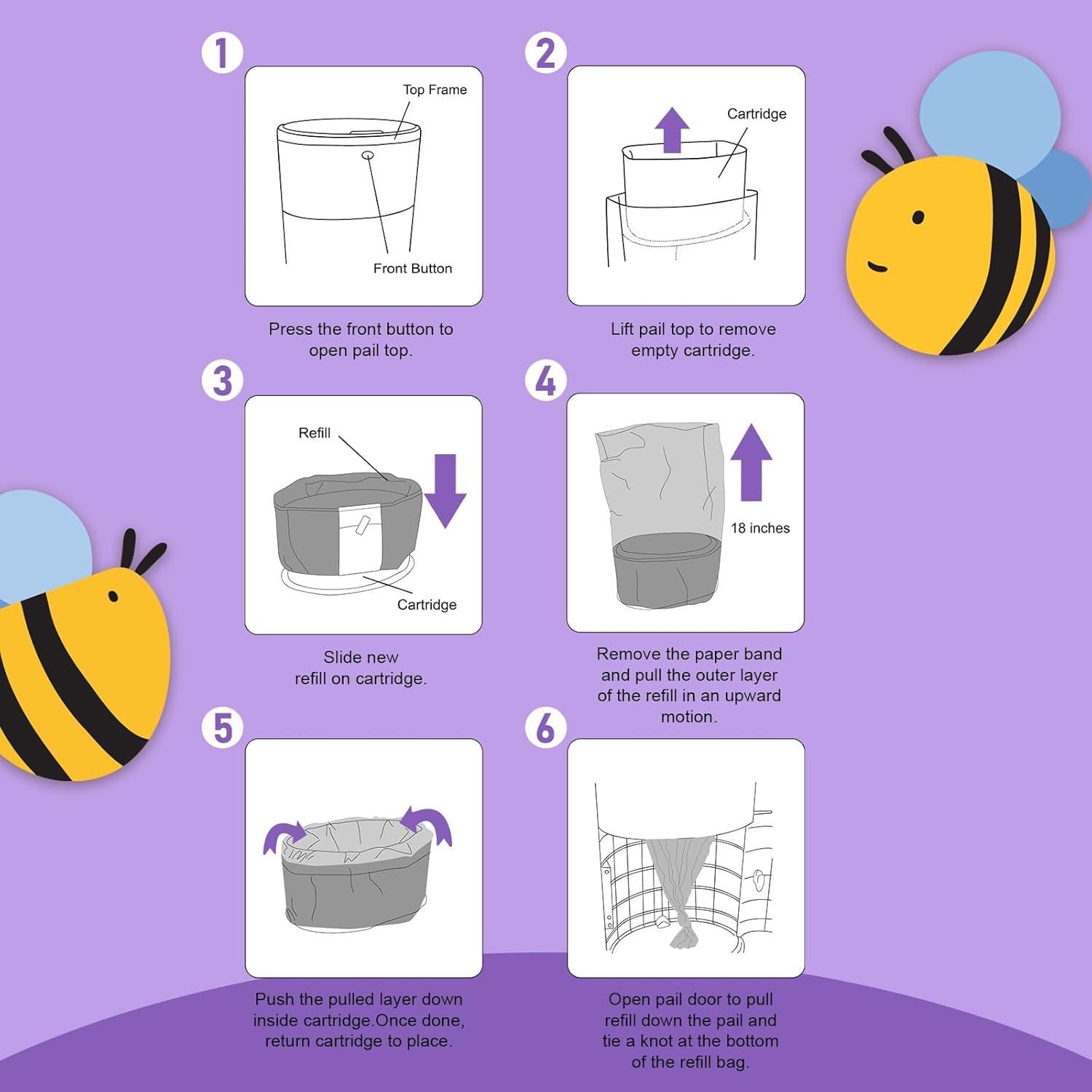 Refills Compatible with Dekor plus Diaper Pail,4 Pack Disposable Diaper Pail Refills, Easy to Replace and Dispose Diaper Trash Bags, Holds up to 2320 Diapers,Lavender Scent image number 3