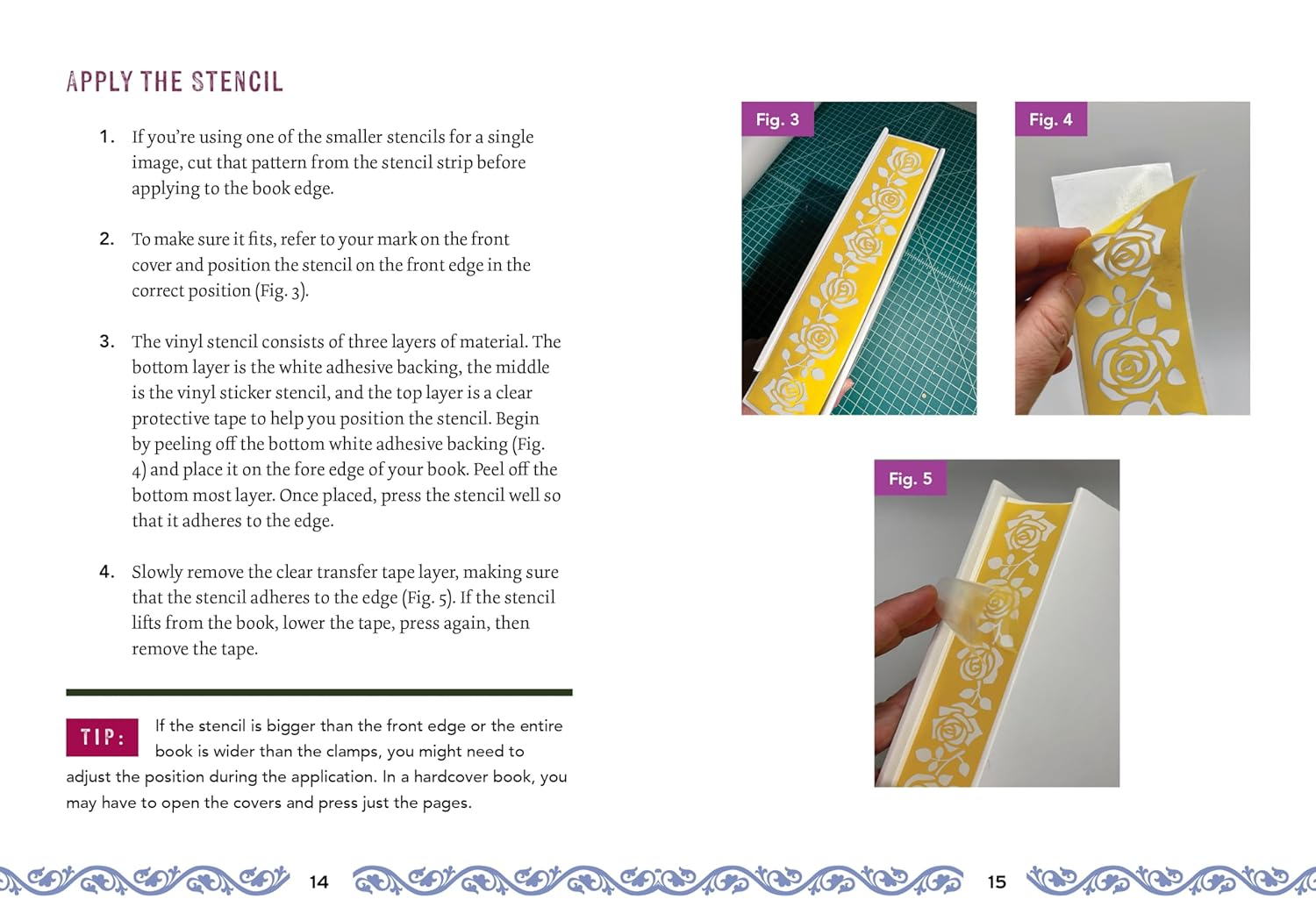 Stenciled Book Edges Kit: Turn Your Favorite Books into Custom Works of Art &ndash; Includes: Project Book, Paint Pots, Stencils, Sponge Tools, Book Clamps image number 4