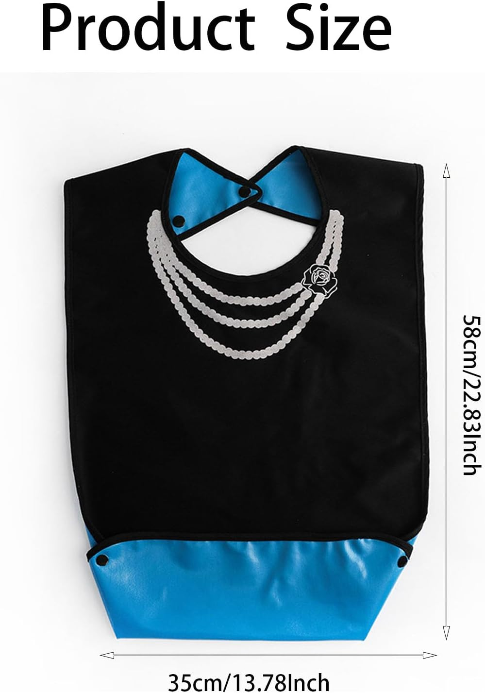 Adult Bibs Elderly Reusable Adult Bibs for Eating, Washable Waterproof Mealtime Clothing Protectors with Crumb Catcher, Necklace and POLO Shirt Design image number 3