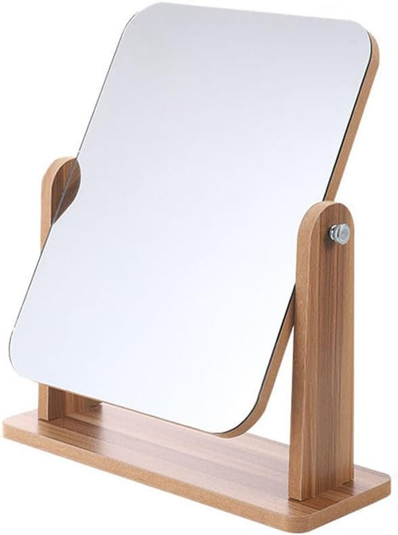 Wooden Vanity Mirror with Stand, Portable Design Wood Table Vanity Makeup Mirrors - Rectangle Wall-Mounted Mirrors Desk Mirrors for Living Room Bedroom (Large) image number 1