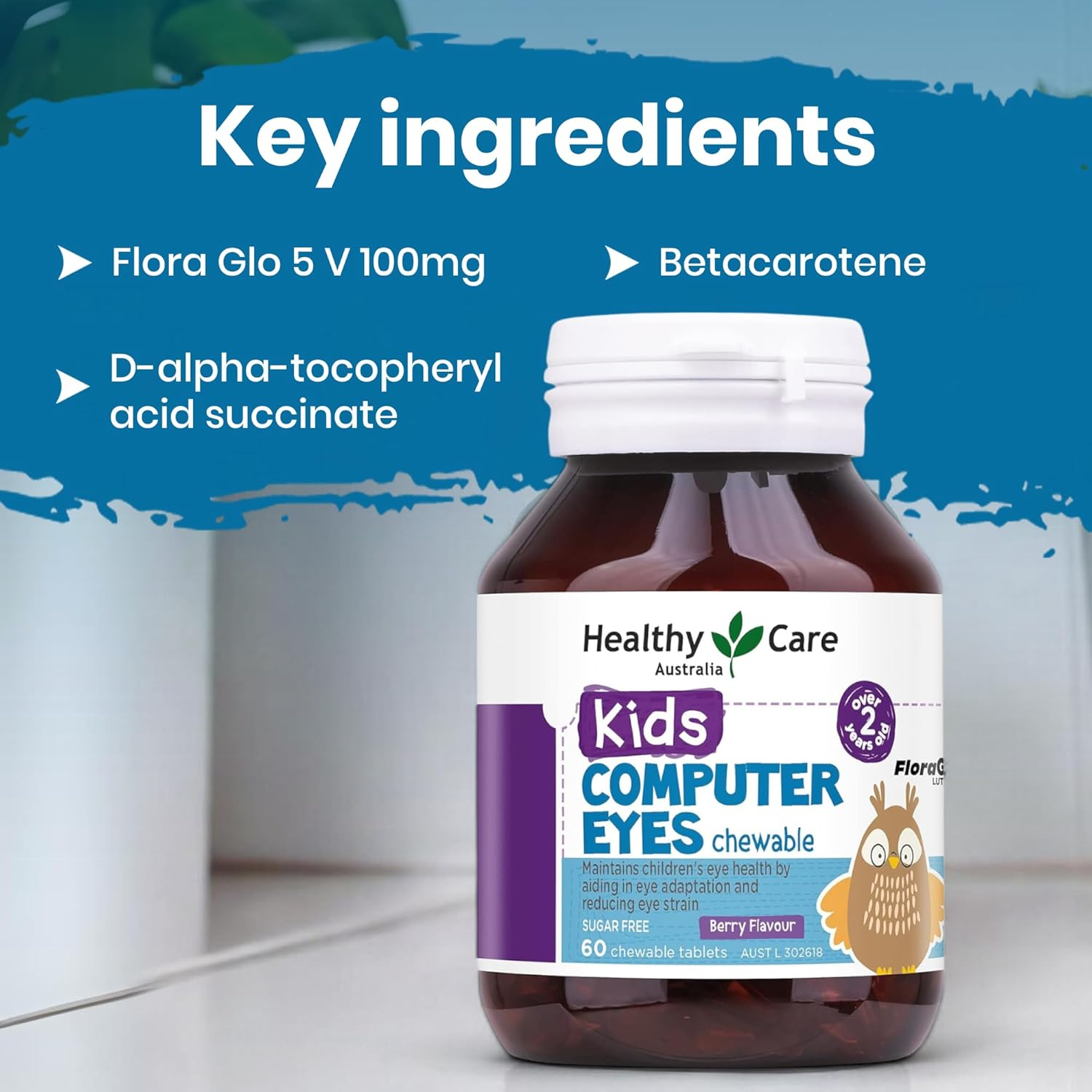 Healthy Care Kids Computer Eyes Chewable Tablets - Supports Eye Health and Provides Strain Relief - Premium Dietary Supplement - All-Natural Ingredients - 60 Tablets - Berry Flavour image number 5
