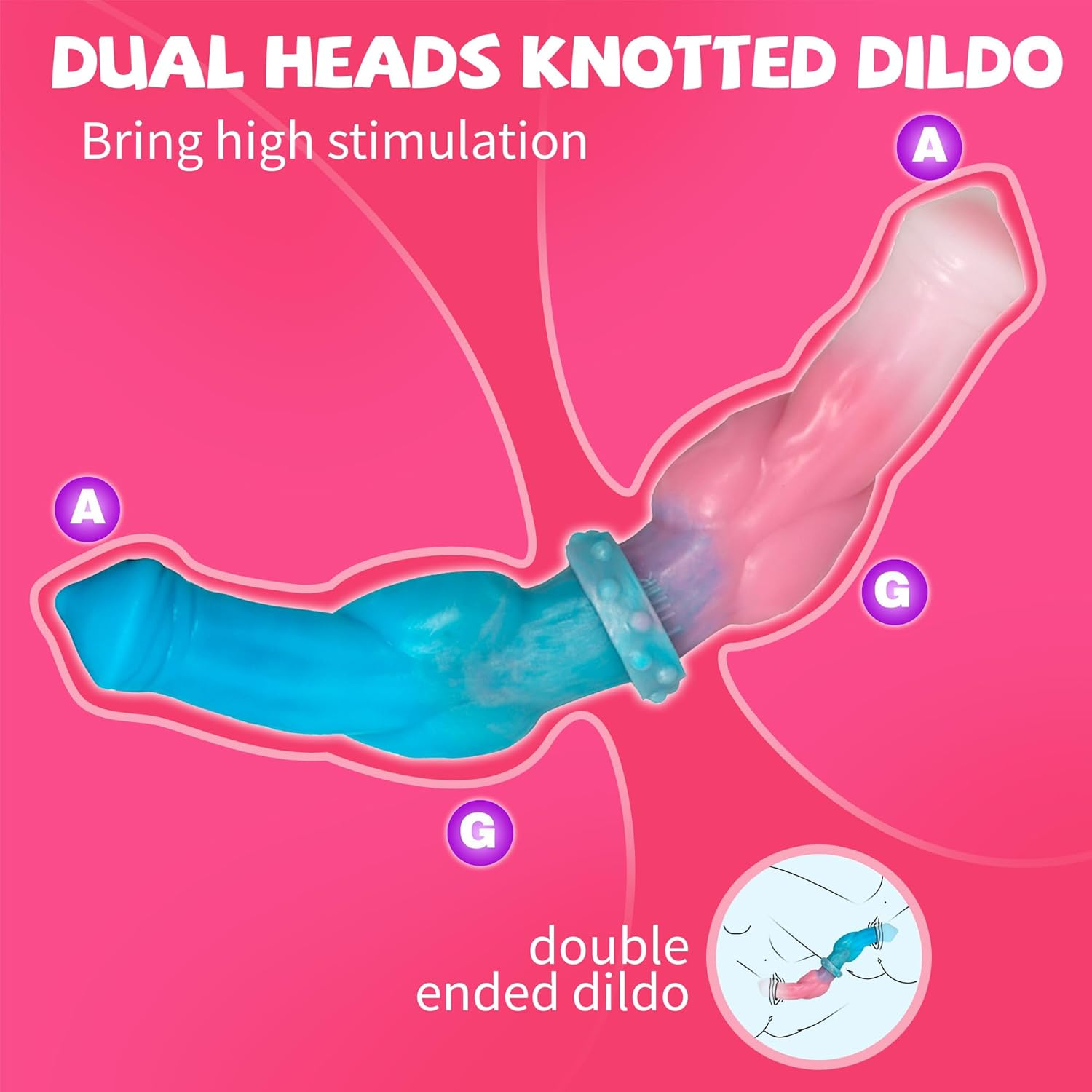 12 Inch Double Ended Realistic Pink Dog Dildo, Long Silicone Dual Dildo Plug Adult Toys for Women Couples and Man image number 4