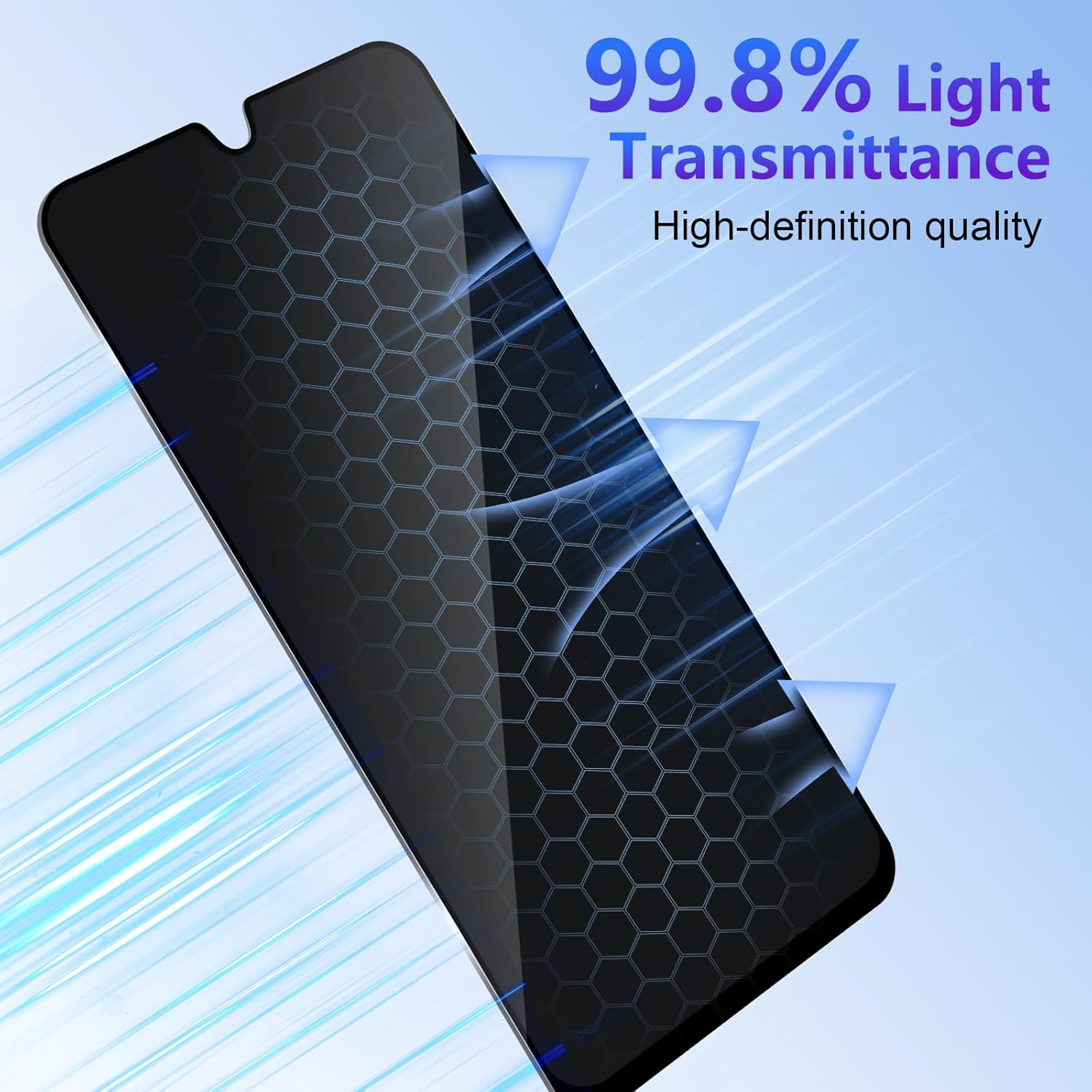 Yenwen Privacy Screen Protector for Samsung Galaxy A17 4G / 5G for Tempered Glass, 2 Pieces Privacy Screen and 2 Pieces Camera Protection, 9H Hardness Privacy Screen Protector Film anti Spy Privacy image number 6