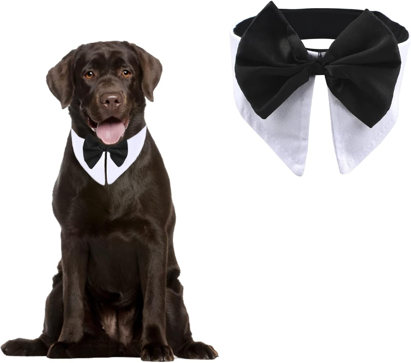 HACRAHO Formal Dog Bowtie Collar, White, X-Large, Cotton, Adjustable, 29-31 Inches, Wedding, Party, Accessory