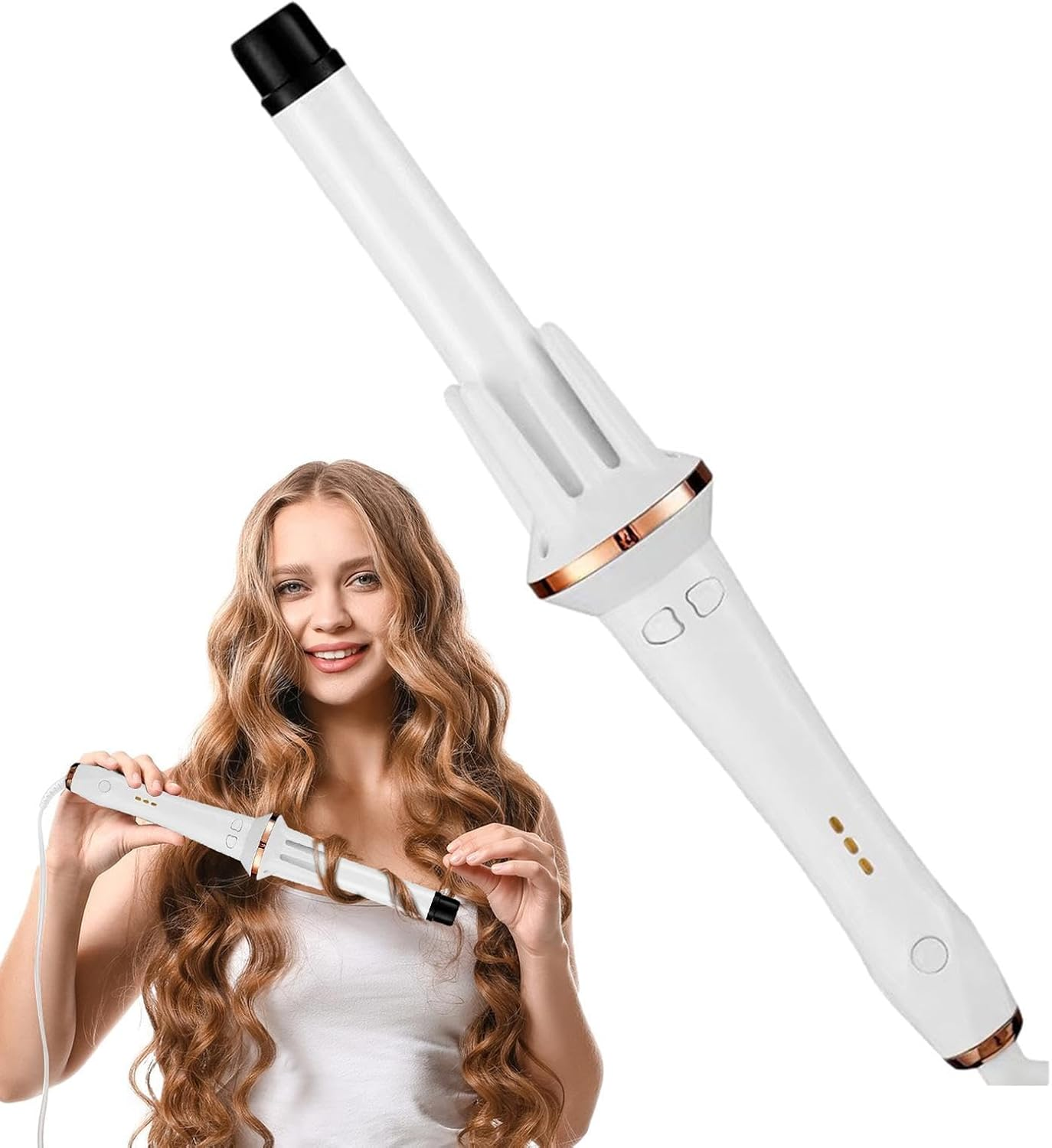 Automatic Curling Iron &ndash; Cordless Styling Wand, Portable Hair Tool | Adjustable Temperature Curling Device, anti Frizz Styling Machine for Smooth Curls Short Hair Long Hair Travel Home Salon Use image number 4
