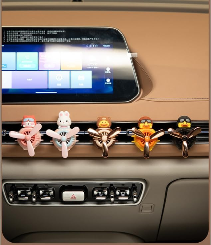 Car Air Freshener, Cute Car Diffuser, Pilot Black Warrior with Rotating Propeller, Cartoon Car Vent Fan, Creative Car Perfume Ornament, Automotive Air Freshener image number 1