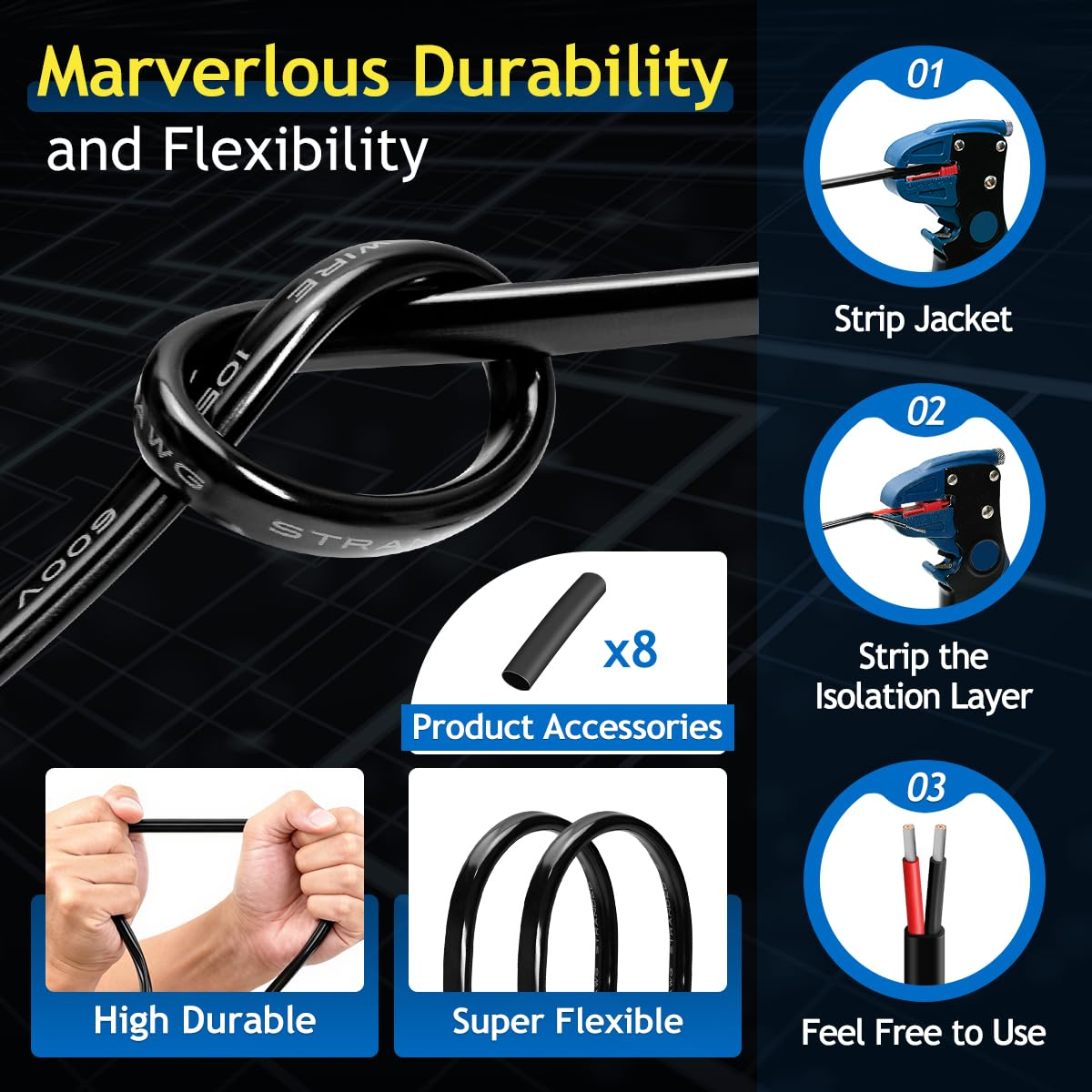 16 Gauge Wire 2 Conductor Oxygen-Free Tinned Copper Electrical Wire, 16 AWG Wire Pure Copper Stranded PVC Cord, 12V 24V Flexible 16/2 Cable for Automotive Marine LED Strips Lamp Lighting (100FT/ 31M) image number 3