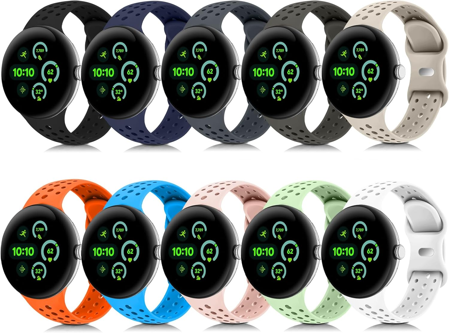 HAYONLIY Sport Bands Compatible for Google Pixel Watch 4/3/2/1 41Mm 45Mm, Breathable Wristband Replacement Soft Silicone Strap for Women Men