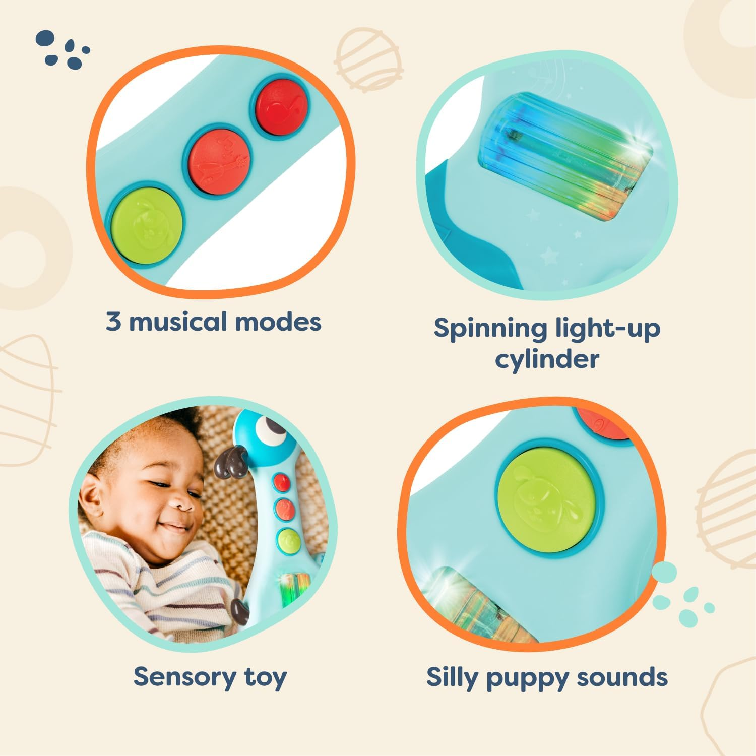 B. Baby &ndash; Mini Toy Guitar &ndash; Musical Baby Toy &ndash; Lights & Sounds &ndash; Educational & Sensory Toys &ndash; 6 Months + &ndash; Mini Woofer image number 1