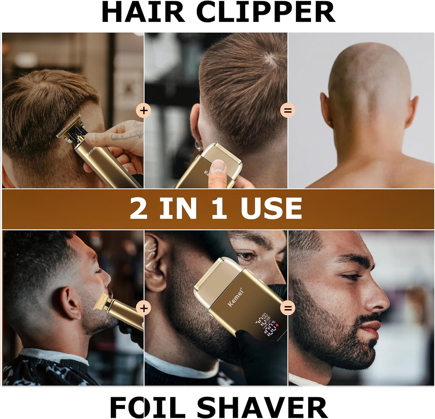 KEMEI Foil Shaver Men'S Electric Shavers with Double Foil Flexible Blades T-Shaped Beard Trimmer Hair Trimmers Care Sets Waterproof