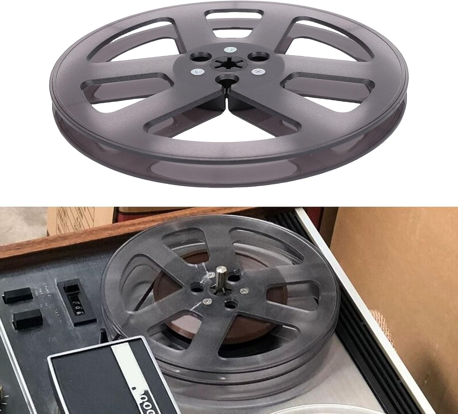 7 Inch Take up Reel with 6 Holes Nab Flange, Smooth Sound Reproduction, Universal Replacement for Pioneer, Studer (Grey) - Black image number 6