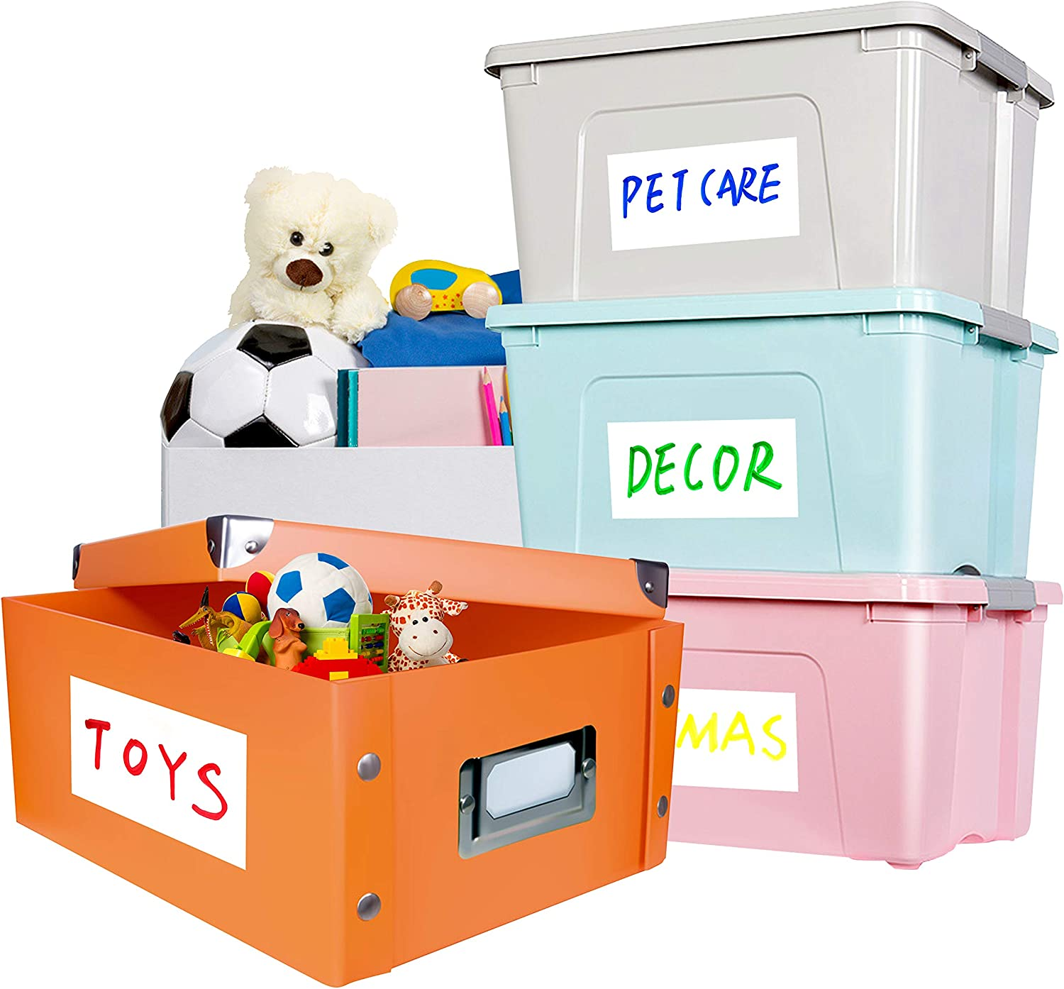 80 Large Size Removable Customizable Blank Labels, Water/Oil/Tear Resistant, No Residue for Home Organization Projects, Bins, Kitchen Storage Containers, Desk Items(6&rdquo;X 4&rdquo;)