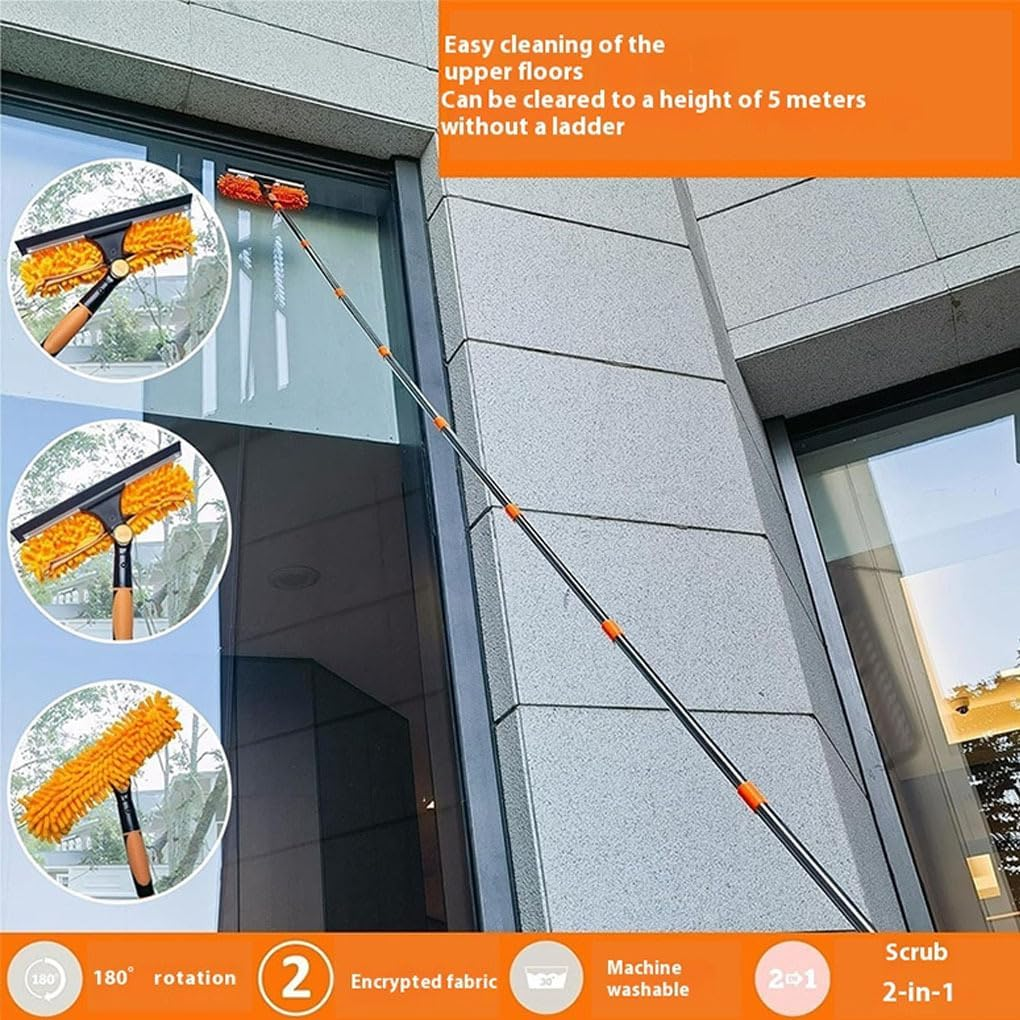 IOIUSKKU Extendable Window Cleaner Pole 5M Telescopic Extension Long Reach Window Cleaning Equipment ABS Window Cleaning Pole, A - C image number 3