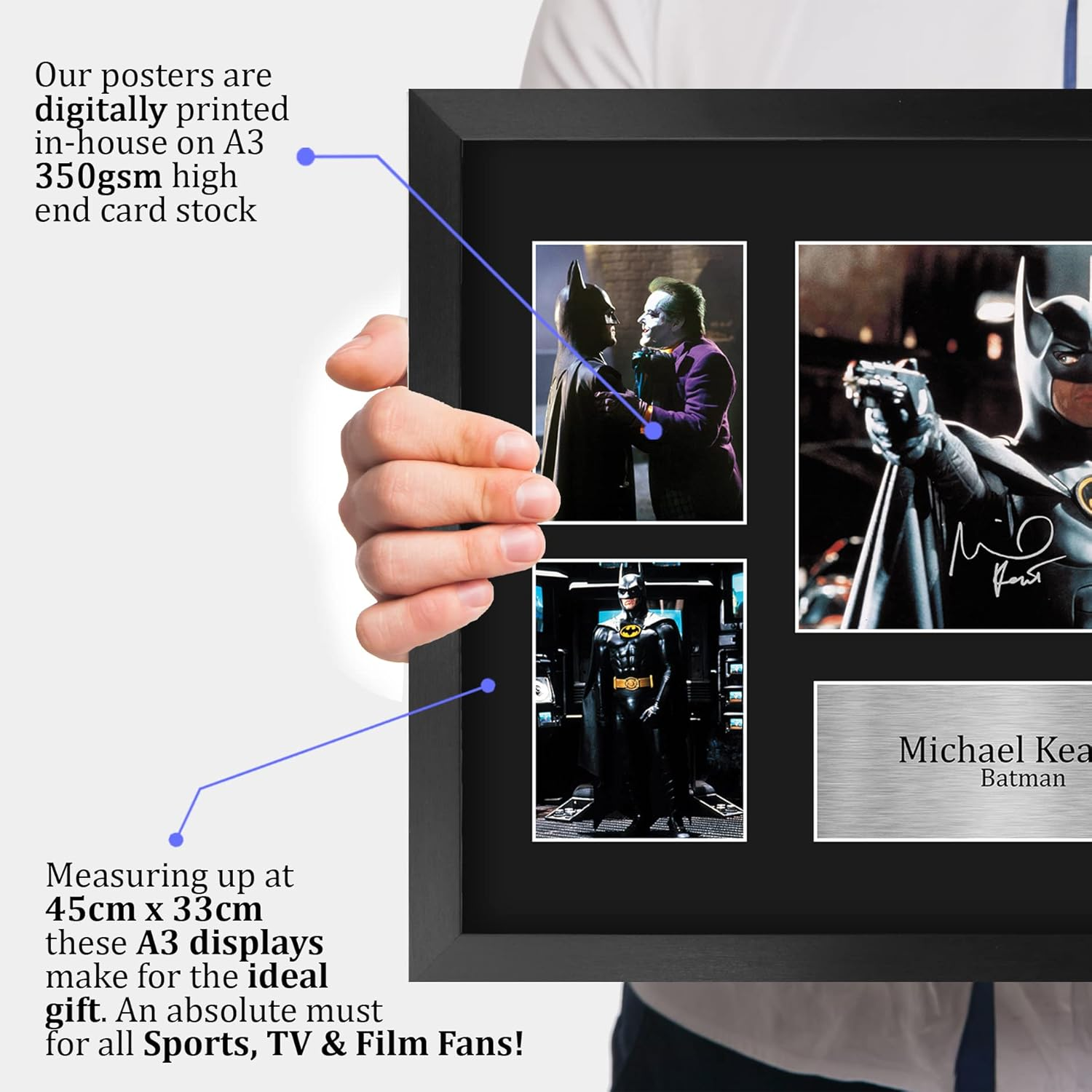 HWC Trading FR A3 Michael Keaton Batman Gifts Printed Signed Autograph Picture for Movie Memorabilia Fans - A3 Framed