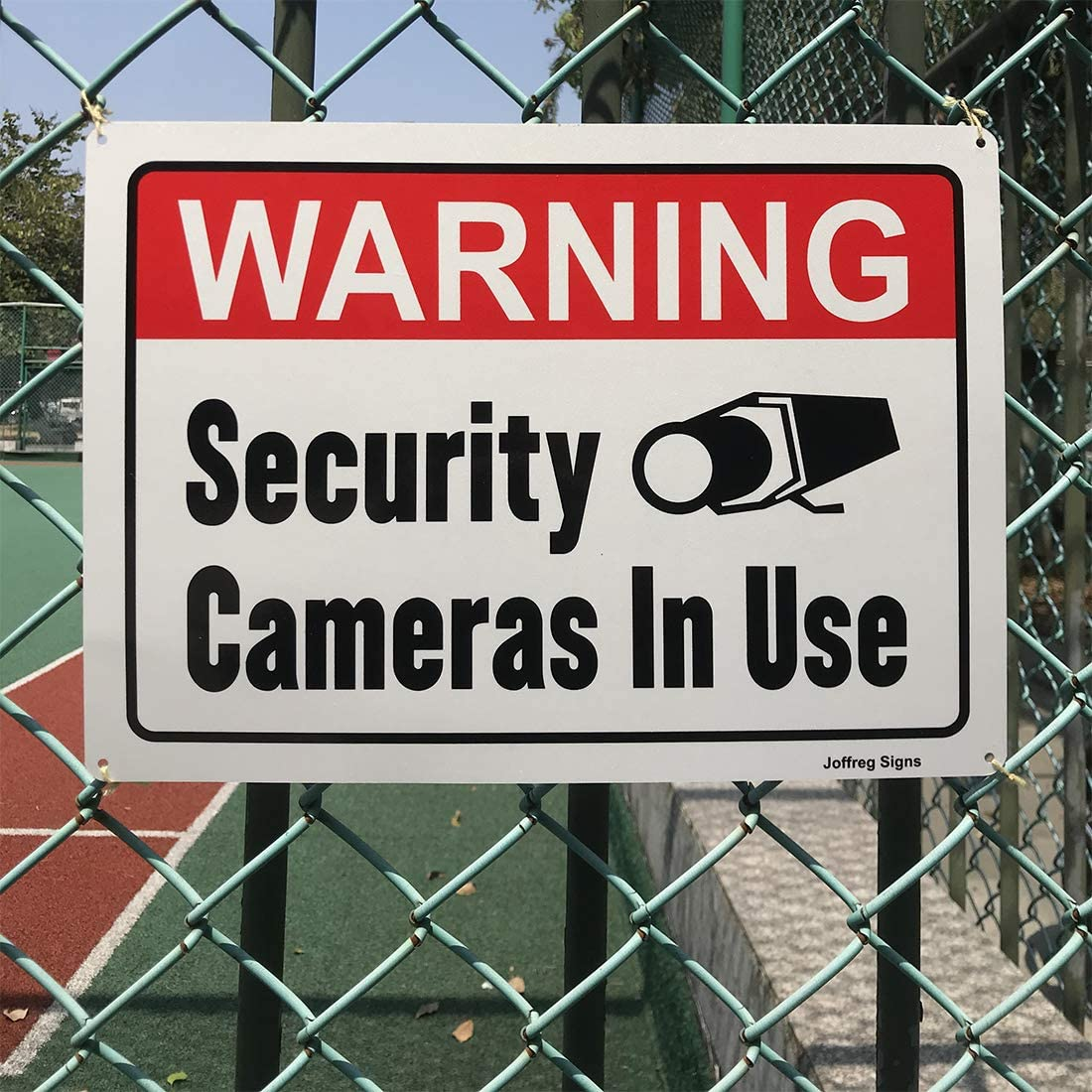 Joffreg Warning Security Cameras in Use,Video Surveillance No Trespassing Sign,18 X 25 Cm,Reflective Aluminum,Uv Protected,Weatherproof and Fade Resistant,Easy to Install,Outdoor or Indoor Use,2 Pack image number 6