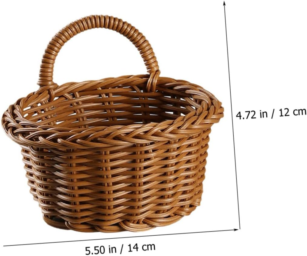 Anneome 2Pcs Decorative Imitation Rattan Wall Hanging Basket Multi-Function Woven Storage Baskets for Kitchen Organizers Sundries Creative Wall Decor Baskets for Onion Ginger Garlic image number 4