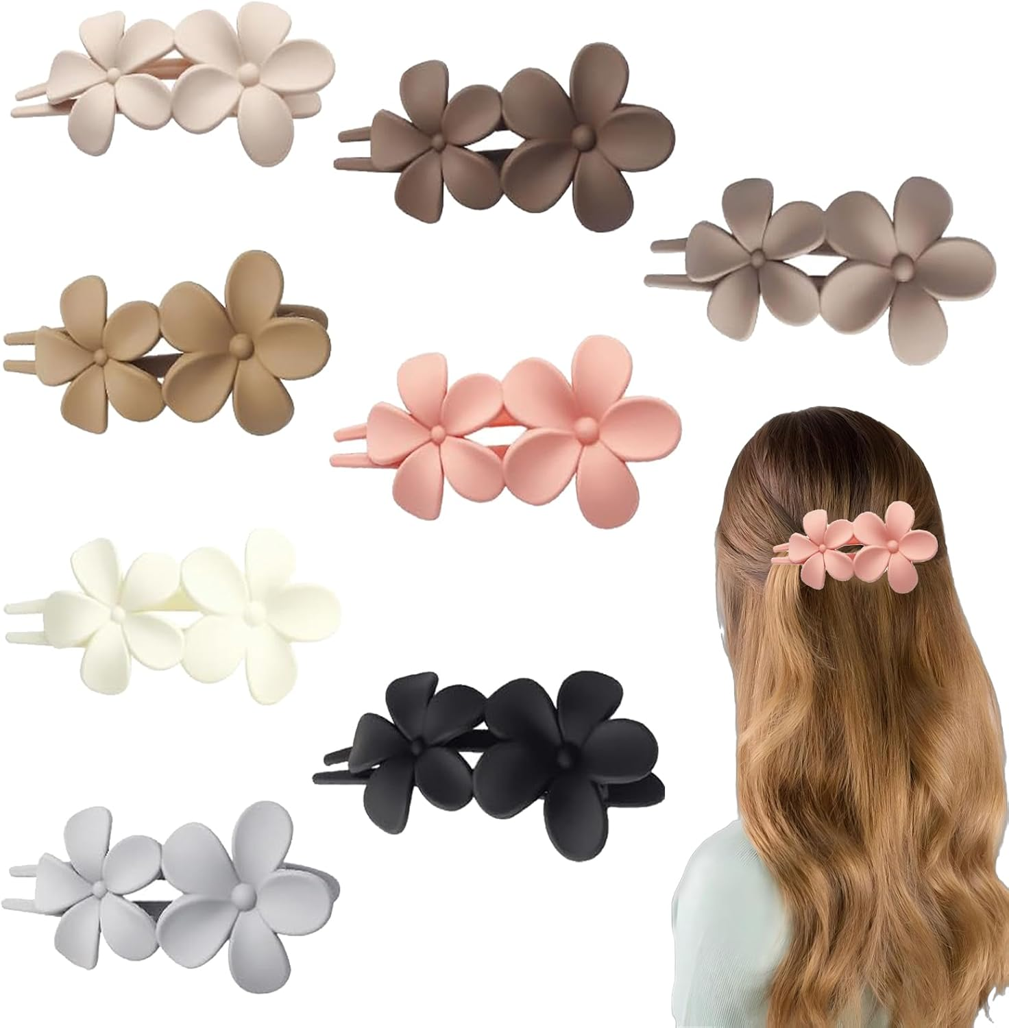 Xanthelle Women'S Hair Clip, Elegant Frosted Flowers Hair Clips with Duck Beak Design, Flat Hair Clips for Women, Hair Clip, Hair Clip, Everyday Decoration image number 3