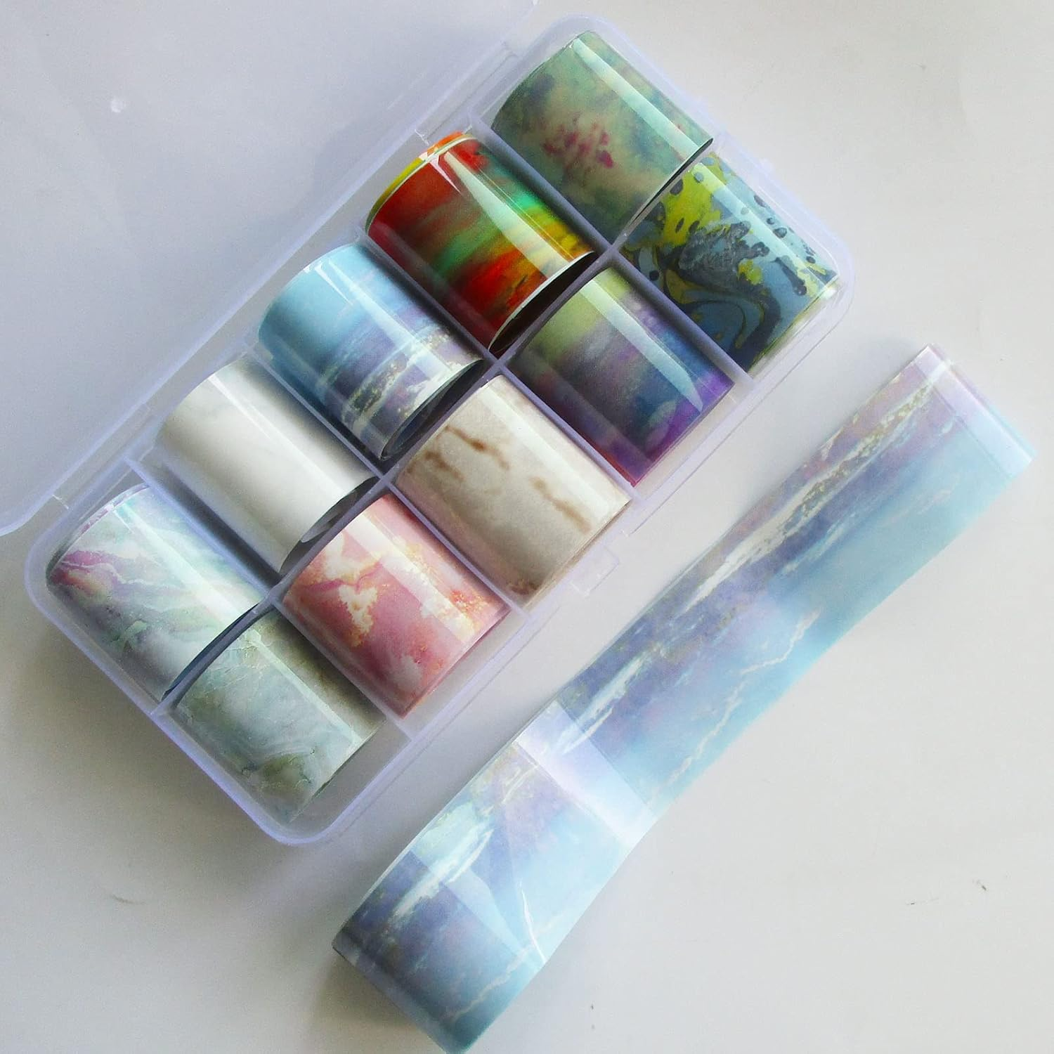 Loveourhome 30 Sheet Holographic Nail Transfer Foils Marble Starry Sky Gold Silver Nails Art Foil Stickers Decals Manicure Fingernail Tattoo Decorations Accessories for Acrylic Tips Crafts image number 2