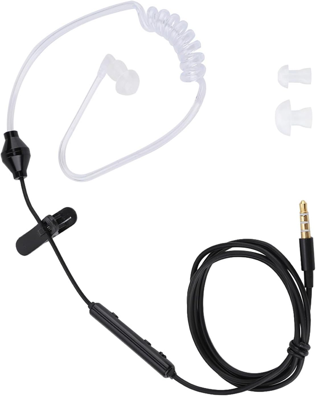 TOPINCN Air Tube Security Earpiece in Ear Headsets with Mic for Ios And, Professional Audio Visual Wired Headsets, Button Control Earphone for Safe Driving and Exercise (Black Line White Tube) image number 1