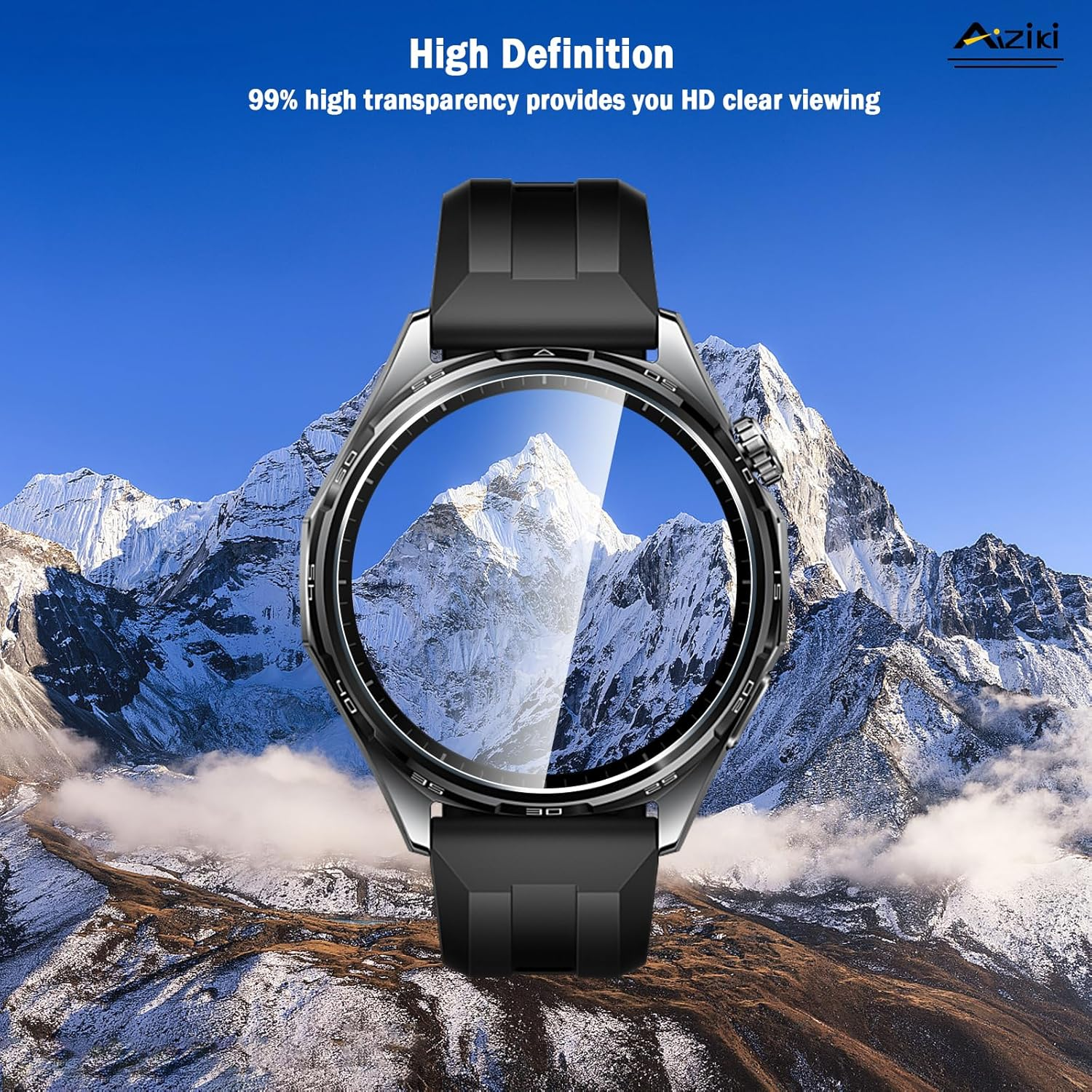 Aiziki Glass Screen Protector for Huawei Watch GT6 Tempered Glass Film, Impact-Protection, Anti-Shatter, Anti-Scratch, Bubble Free, [2 Pack] Screen Protectors Huawei Watch GT6 46Mm