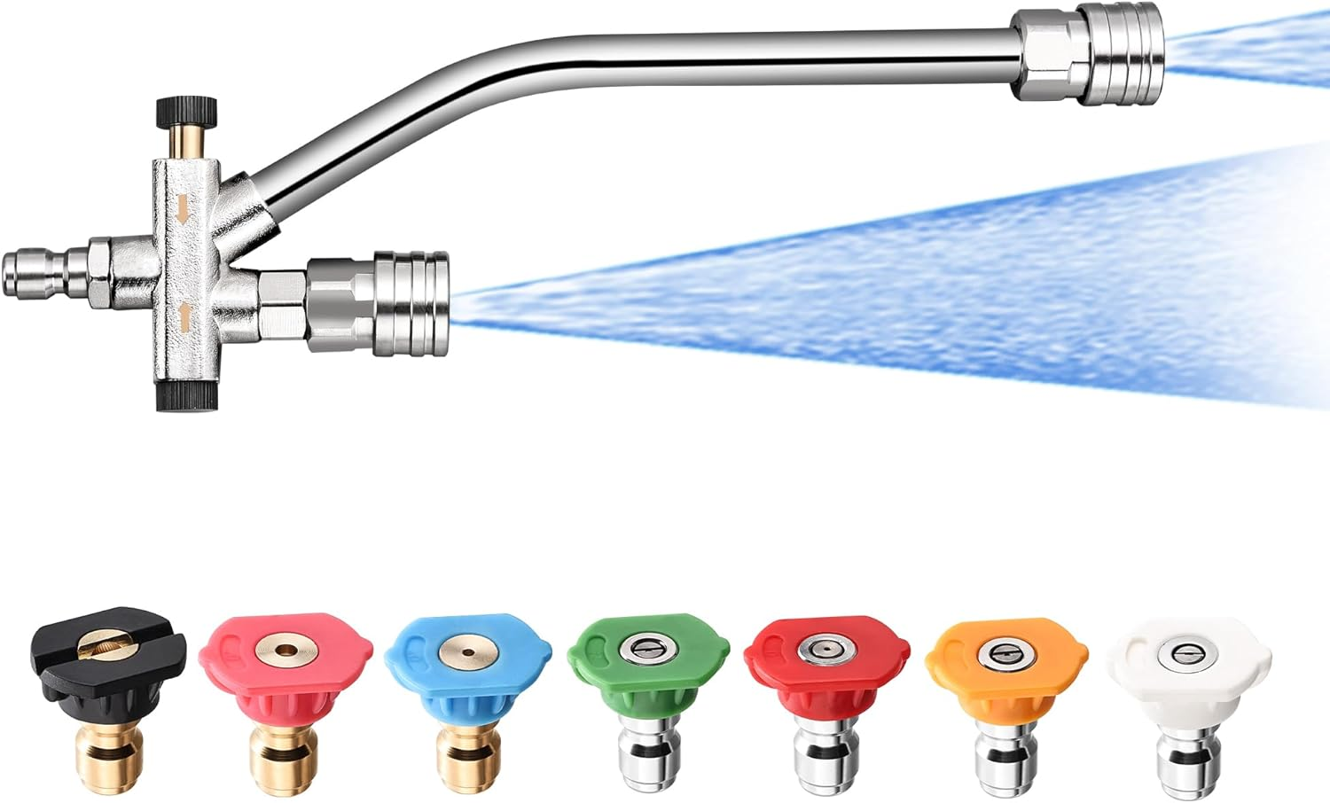 Foam Cannon Dual Connector Accessory,Pressure Washer Double Tip Attachment for Foam Blaster with 7 Power Washer Sprayer Nozzles, 1/4" Quick Connect, 3600 PSI image number 2