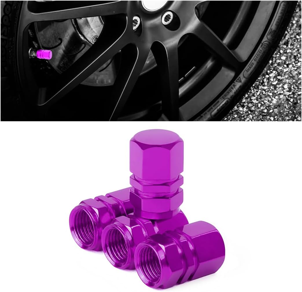 Car Tire Stem Valve Caps, 4 Pcs Aluminum Alloy Valve Stem Covers, Corrosion Resistant Leak-Proof Tire Cap Cover Accessories, Hexgon Style Wheel Air Valve Caps for SUV Car Bike (Multicolor) image number 3