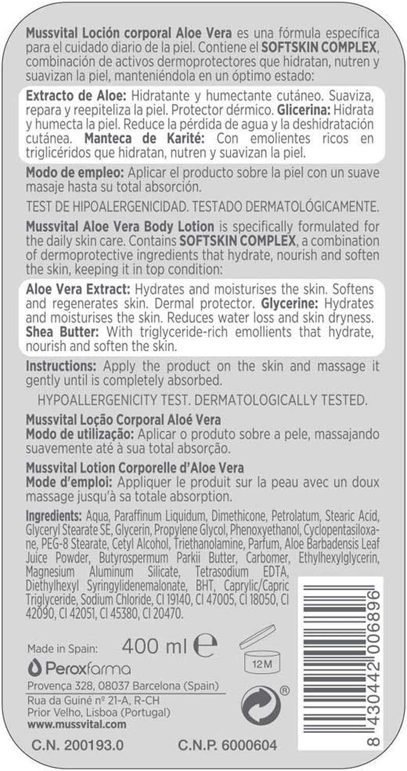 Mussvital Essential Locion Aloe Vera 400