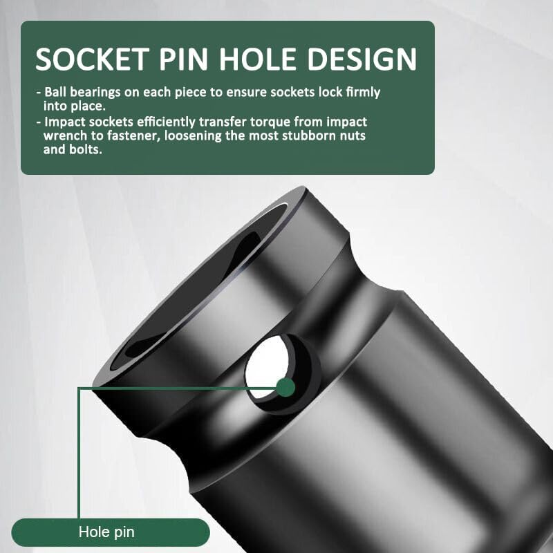 Leona Co 10Pcs 3/4-Inch Drive Deep Impact Socket Tool Set 80Mm Length Tool Set 22,24,27,30,32,33,34,36,38,41Mm image number 6