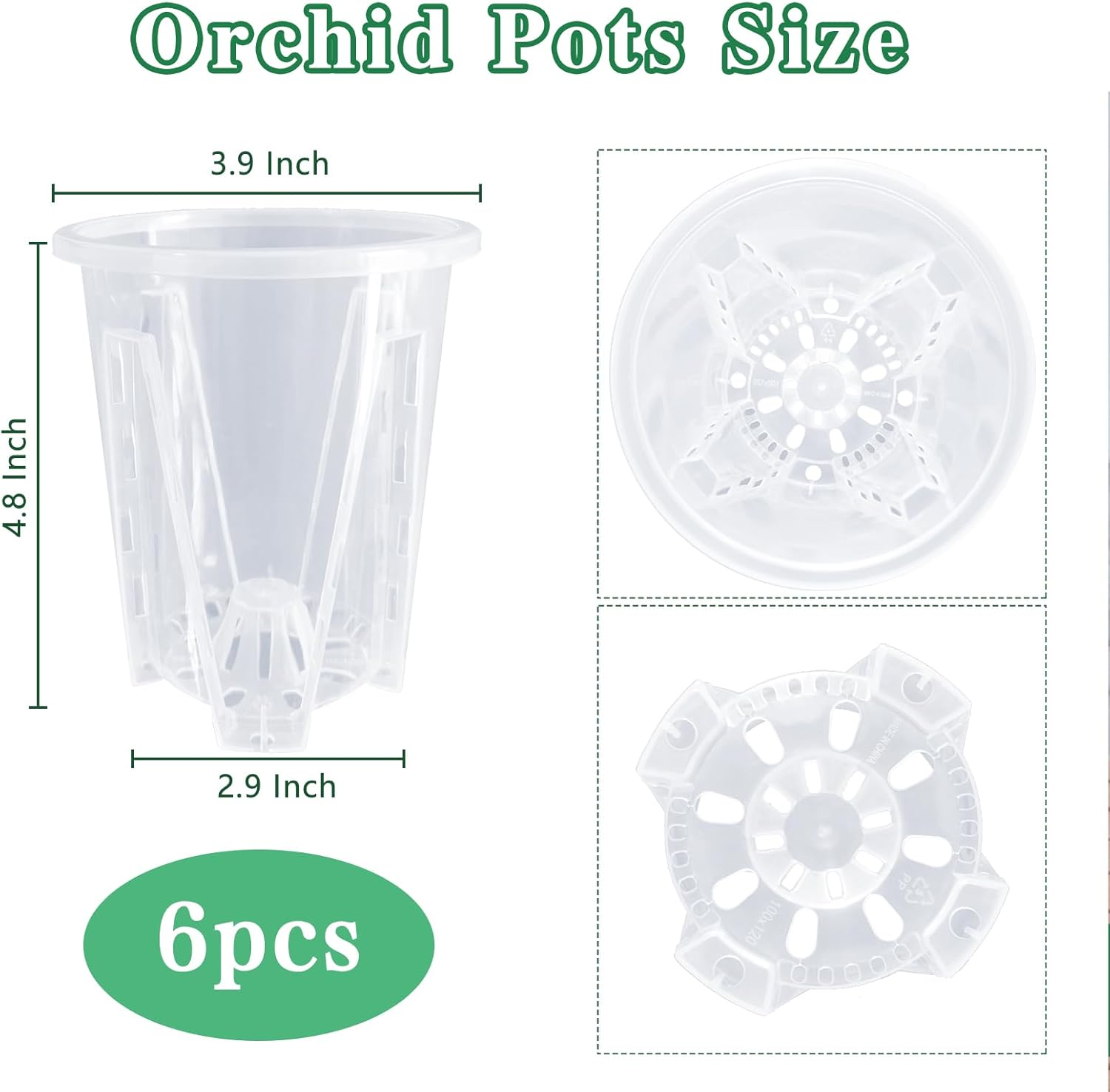 Orchid Pot, 3.9''W &times; 4.8''H 6 Pack,Orchid Pots with Holes,Sturdy Clear Plastic Orchid Pot for Repotting, Flower Plant Pot for Orchids Planter image number 2
