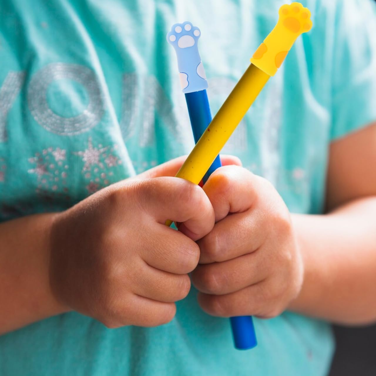 TEHAUX 10Pcs Knitting Needle Point Protectors, Silicone Needle Caps, Assorted Colors, Cartoon Cat Paw Design Knitting Needle Stoppers, Perfect for Home Crafting and Needlework Projects image number 6