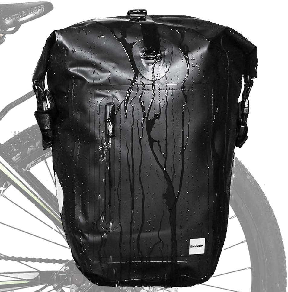 Rhinowalk Bike Bag Waterproof Bike Pannier Bag,(For Bicycle Cargo Rack Saddle Bag Shoulder Bag Laptop Pannier Rack Bicycle Bag Professional Cycling Accessories)-Black