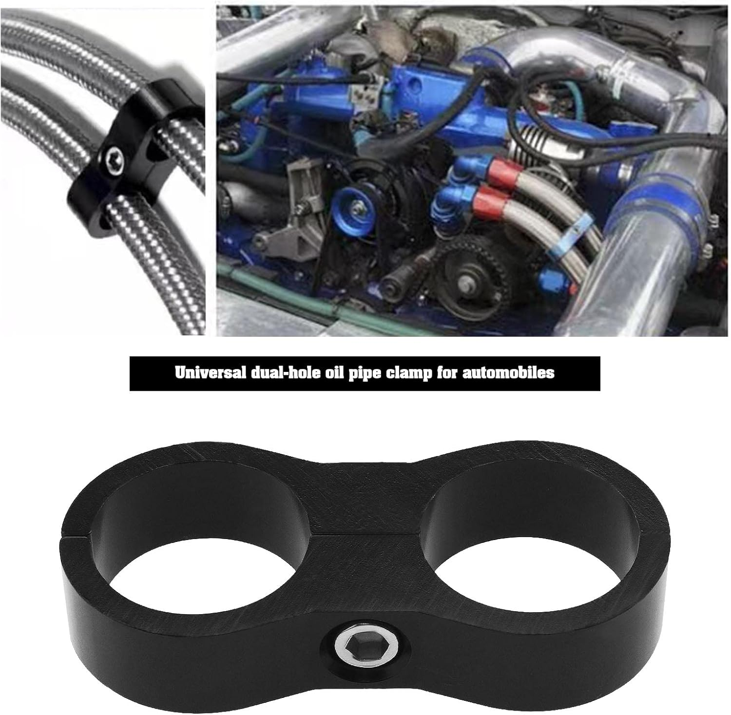 SING F LTD 2PCS AN10 20Mm Hose Separator Clamp Fuel Line Mounting Clamp Divider Hose Fitting Adapter for Fuel Hose Oil/Braking/Gas Pipeline Water Pipe Aluminum Alloy Black