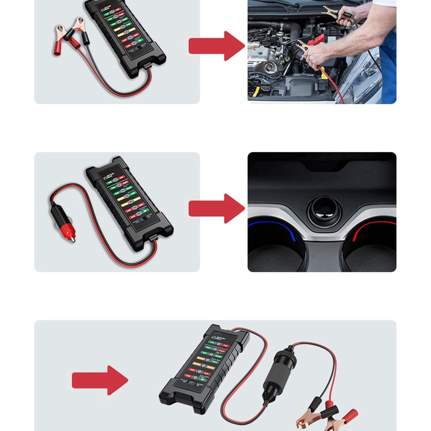 Car Battery Tester - 12V/24V Battery Voltage Tester,Alternator Battery Tester for Car, Motorcycle, Boat image number 4