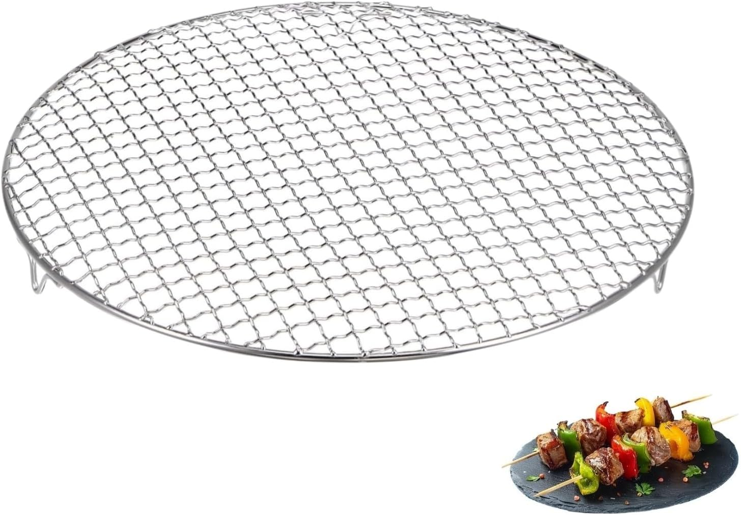 Poemtian Grill Mesh, Stainless Steel round Barbecue Net, Multi-Purpose round BBQ Grill Net for Camping, Cooking Beef, Chicken, Vegetables image number 4